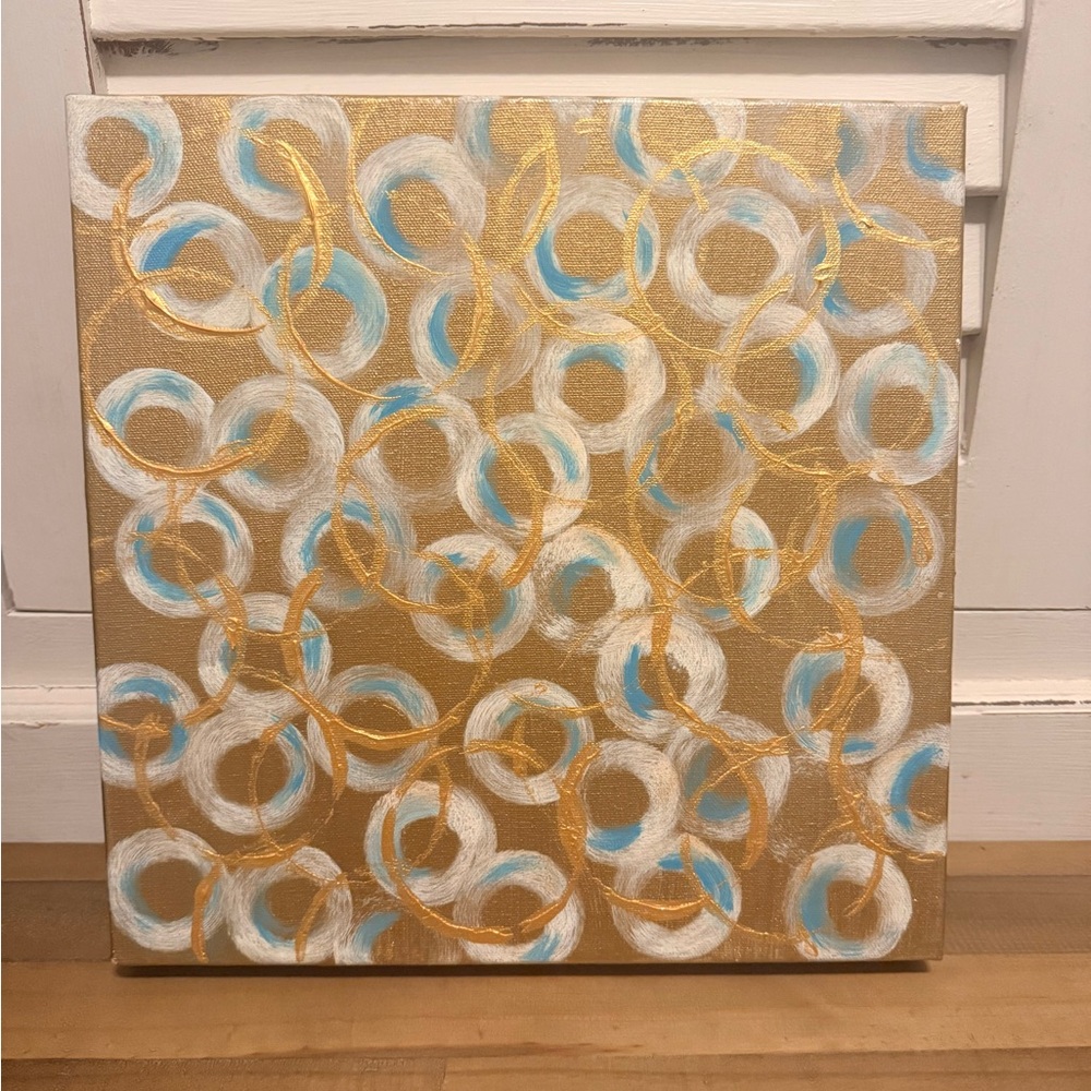 Gold and Blue Circle Canvas Art